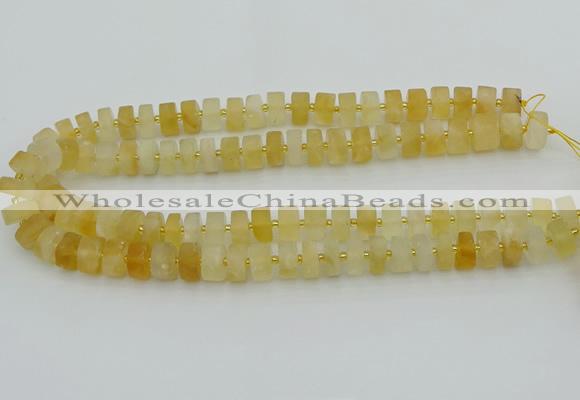 CRB455 15.5 inche 8*12mm tyre matte citrine gemstone beads