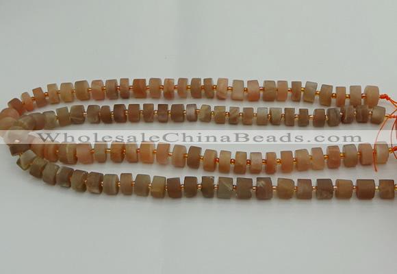 CRB463 15.5 inche 6*10mm tyre matte moonstone gemstone beads