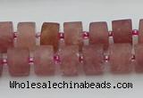 CRB479 15.5 inches 7*12mm tyre strawberry quartz beads wholesale