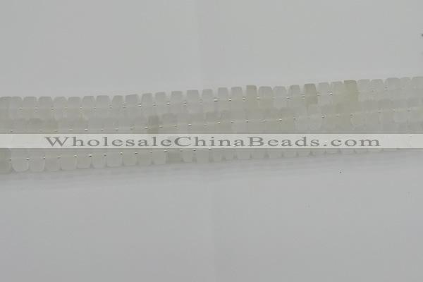 CRB499 15.5 inches 5*8mm tyre matte white crystal beads wholesale