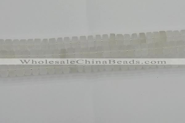 CRB500 15.5 inches 6*10mm tyre matte white crystal beads wholesale