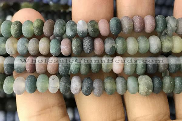 CRB5069 15.5 inches 5*8mm rondelle matte Indian agate beads wholesale