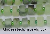 CRB524 15.5 inches 5*8mm tyre matte green rutilated quartz beads