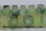 CRB526 15.5 inches 6*12mm tyre matte green rutilated quartz beads