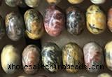 CRB5305 15.5 inches 4*6mm rondelle leopard skin jasper beads wholesale