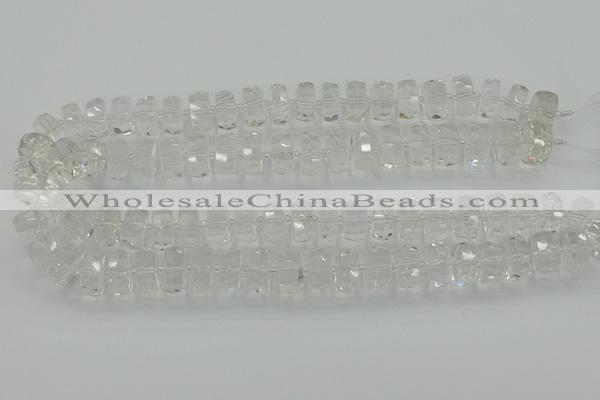 CRB550 15.5 inches 7*12mm faceted rondelle white crystal beads