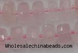 CRB558 15.5 inches 7*12mm faceted rondelle rose quartz beads