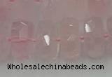 CRB561 15.5 inches 8*18mm faceted rondelle rose quartz beads