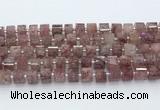 CRB5610 15.5 inches 7mm - 8mm faceted tyre strawberry quartz beads