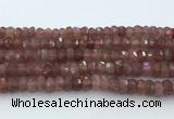 CRB5623 15.5 inches 6*10mm faceted rondelle strawberry quartz beads