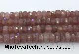 CRB5624 15.5 inches 6*12mm faceted rondelle strawberry quartz beads