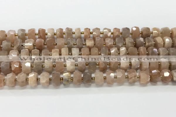 CRB5657 15.5 inches 6*10mm-7*11mm faceted rondelle moonstone beads wholesale