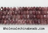 CRB5660 15.5 inches 7*11mm-9*13mm faceted rondelle strawberry quartzbeads wholesale