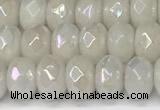 CRB5700 15 inches 5*8mm faceted rondelle AB-color white jade beads