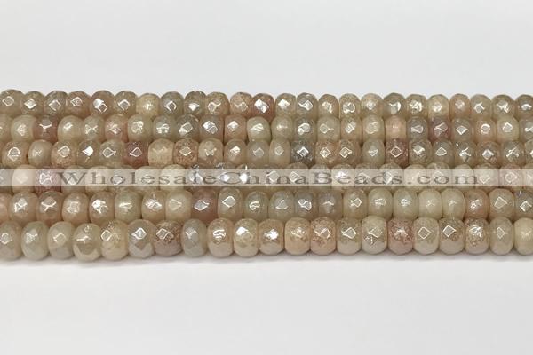 CRB5702 15 inches 5*8mm faceted rondelle AB-color pink aventurine beads