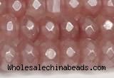 CRB5704 15 inches 5*8mm faceted rondelle AB-color volcano cherry quartz beads