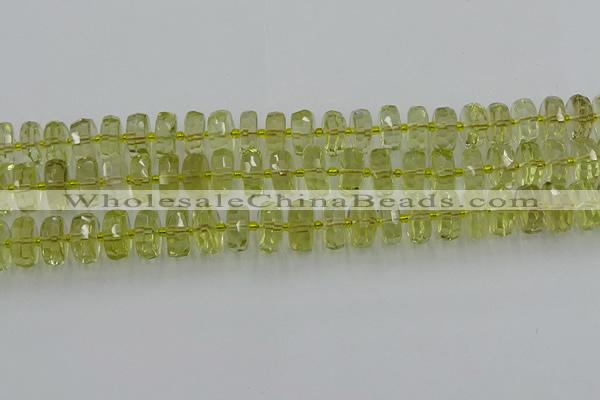 CRB573 15.5 inches 6*10mm faceted rondelle lemon quartz beads