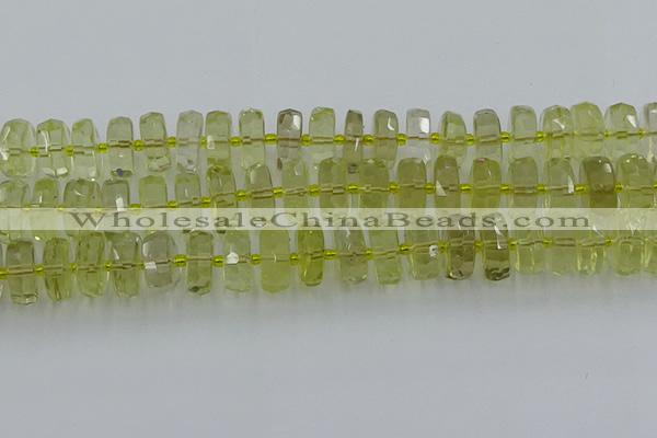 CRB577 15.5 inches 8*18mm faceted rondelle lemon quartz beads