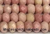 CRB5807 15 inches 4*6mm, 5*8mm faceted rondelle pink wooden jasper beads