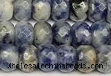 CRB5812 15 inches 4*6mm, 5*8mm faceted rondelle blue spot stone beads