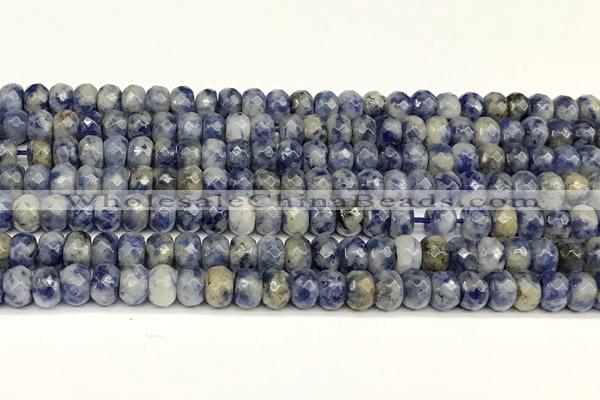 CRB5812 15 inches 4*6mm, 5*8mm faceted rondelle blue spot stone beads