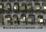 CRB597 15.5 inches 6*10mm faceted rondelle pyrite beads