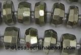 CRB598 15.5 inches 7*12mm faceted rondelle pyrite beads