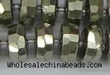 CRB600 15.5 inches 8*16mm faceted rondelle pyrite beads