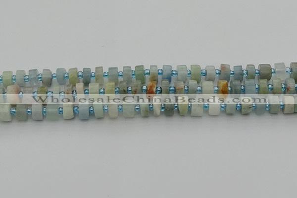 CRB645 15.5 inches 5*8mm tyre aquamarine gemstone beads