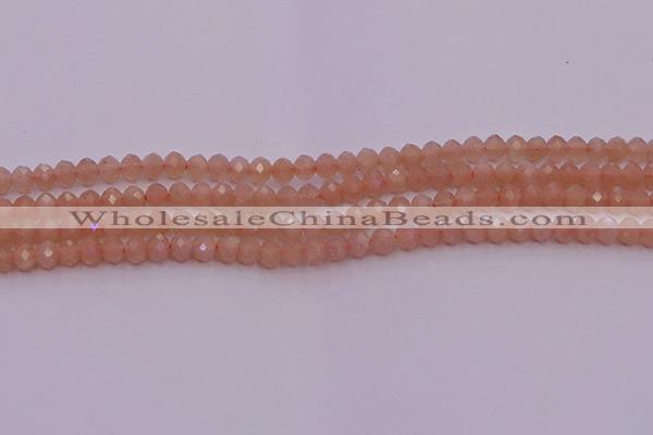 CRB714 15.5 inches 3*4mm faceted rondelle peach moonstone beads