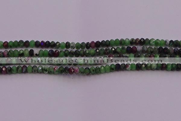 CRB725 15.5 inches 2.5*4mm faceted rondelle ruby zoisite beads