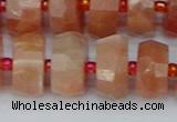 CRB820 15.5 inches 8*14mm faceted rondelle orange moonstone beads