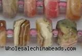 CRB838 15.5 inches 8*18mm faceted rondelle rhodochrosite beads