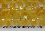 CRB844 15.5 inches 8*14mm faceted rondelle citrine beads