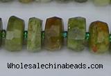 CRB850 15.5 inches 6*10mm faceted rondelle green garnet beads