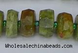 CRB851 15.5 inches 7*12mm faceted rondelle green garnet beads