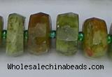 CRB852 15.5 inches 8*14mm faceted rondelle green garnet beads