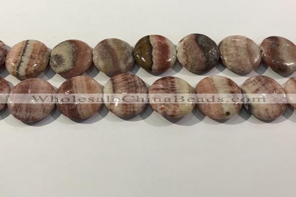 CRC1073 15.5 inches 25mm flat round rhodochrosite beads