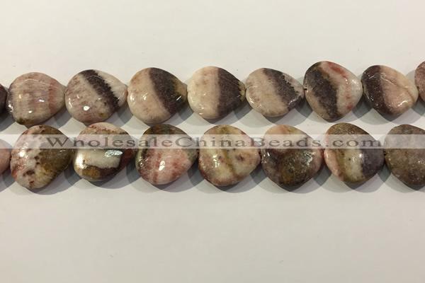 CRC1092 15.5 inches 25*25mm heart rhodochrosite beads wholesale