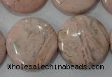 CRC308 15.5 inches 25mm flat round Peru rhodochrosite beads