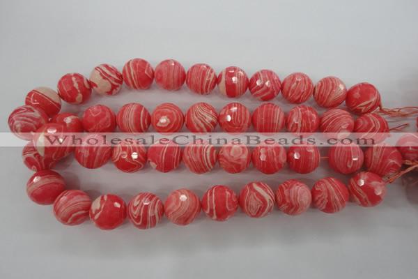 CRC406 15.5 inches 16mm faceted round synthetic rhodochrosite beads