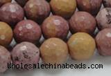 CRC61 15.5 inches 14mm faceted round rhodochrosite gemstone beads