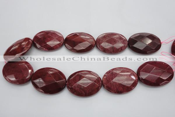 CRC863 15.5 inches 30*40mm faceted oval Brazilian rhodochrosite beads