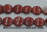 CRE06 16 inches 12mm flat round natural red jasper beads wholesale