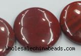 CRE10 16 inches 30mm flat round natural red jasper beads wholesale