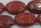 CRE19 16 inches 22*30mm carved oval natural red jasper beads wholesale