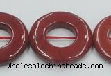 CRE22 16 inches 30mm donut natural red jasper beads wholesale