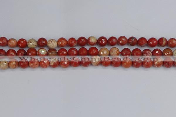 CRE332 15.5 inches 8mm faceted round red jasper beads