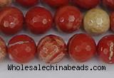 CRE333 15.5 inches 10mm faceted round red jasper beads