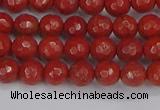 CRE338 15.5 inches 4mm faceted round red jasper beads